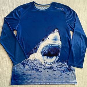 REEL LEGENDS BOYS XL(18) Shark Screen Print Long Sleeve Top NWT